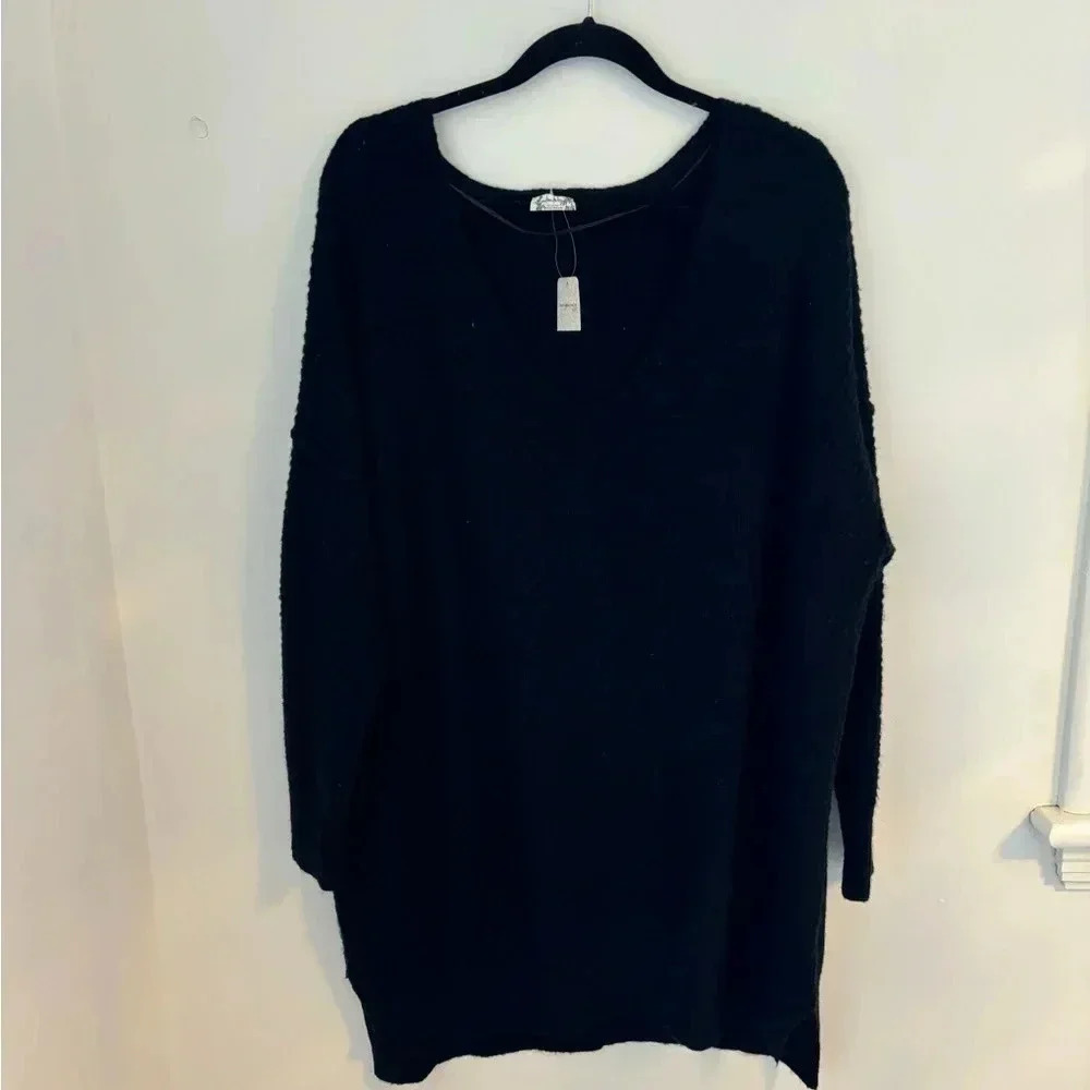 Free People Black Cozy Sweater Dress NWT - Picture 2 of 6